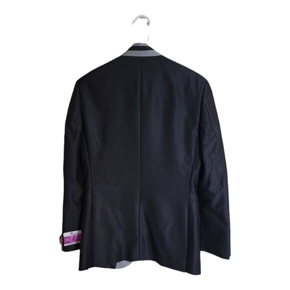 VINCI Suit Men's Size 34Rx28R Black Sharkskin Banded Collar Slim Fit Tuxedo - Picture 4 of 13